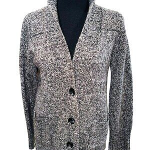 Eddie Bauer Heavy Knit Chunky Womens M Wool Cardigan Sweater Fisherman Preppy